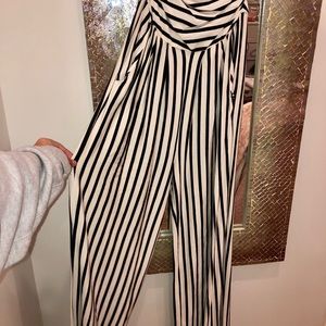 Black and white striped jumpsuit